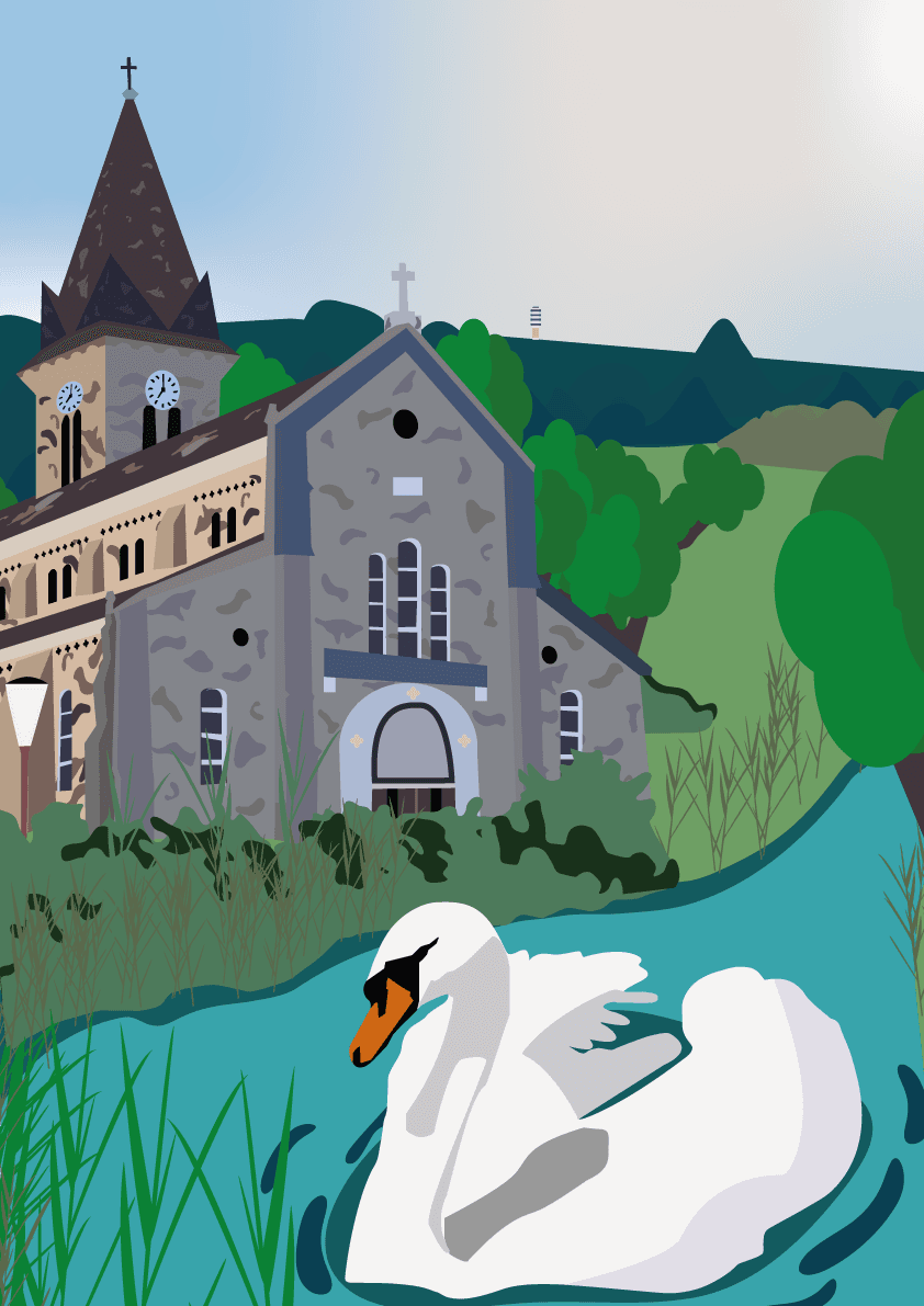 Le lac des cygnes - Illustration de la ville de Charavines
